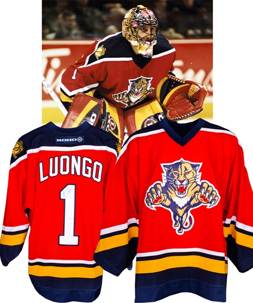 Roberto Luongos 2001-02 Florida Panthers Signed Game-Worn Jersey with Team COA - Photo-Matched!