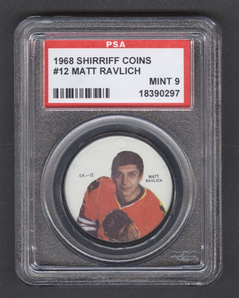1968-69 Shirriff Hockey Coin #12 Matt Ravlich - Graded PSA 9