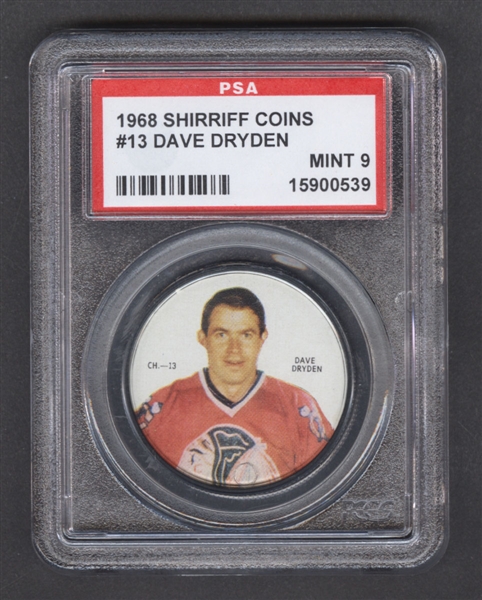 1968-69 Shirriff Hockey Coin #13 Dave Dryden SP - Graded PSA 9