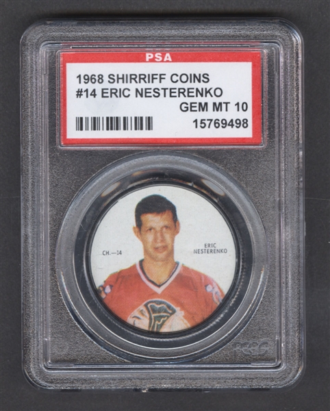 1968-69 Shirriff Hockey Coin #14 Eric Nesterenko SP - Graded PSA 10 - Pop-3 Highest Graded!
