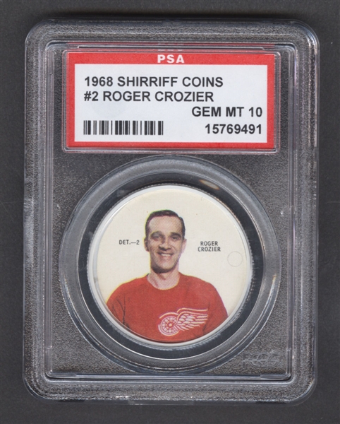 1968-69 Shirriff Hockey Coin #2 Roger Crozier - Graded PSA 10 - Pop-2 Highest Graded!