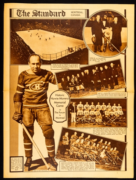 Vintage 1930s Montreal Canadiens Team Pictures (2) Plus 1938 The Standard Newspaper Howie Morenz Front Page 