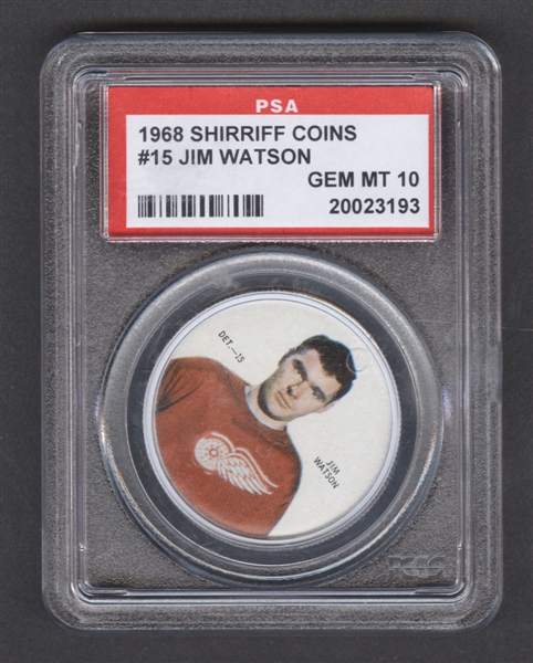 1968-69 Shirriff Hockey Coin #15 Jim Watson SP - Graded PSA 10 - Pop-3 Highest Graded!
