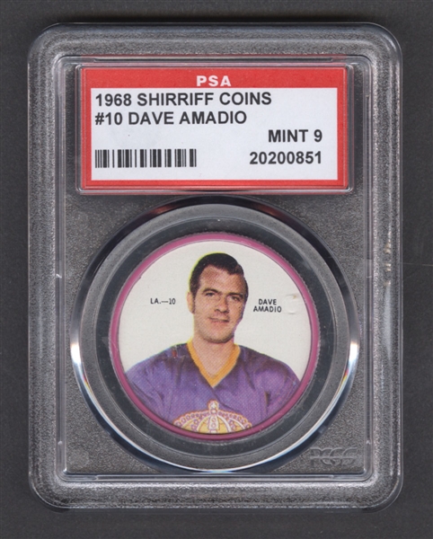 1968-69 Shirriff Hockey Coin #10 Dave Amadio - Graded PSA 9