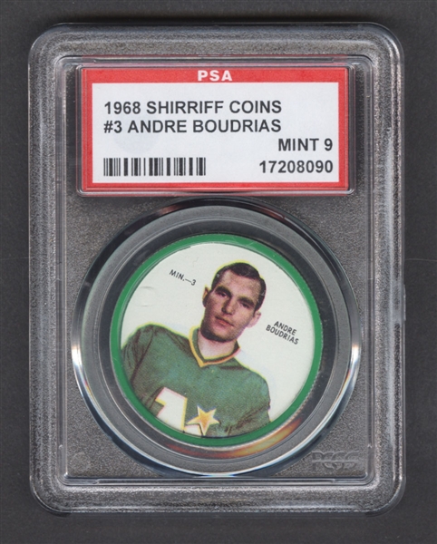 1968-69 Shirriff Hockey Coin #3 Andre Boudrias - Graded PSA 9