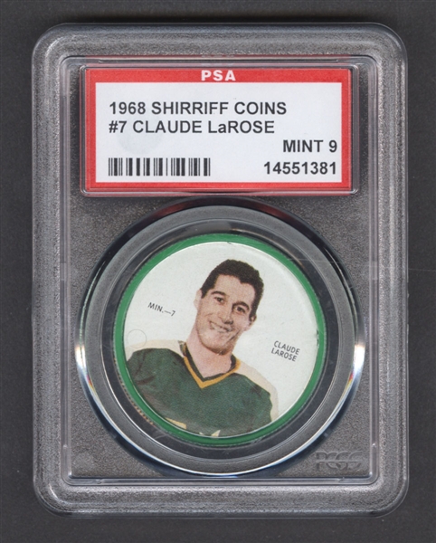 1968-69 Shirriff Hockey Coin #7 Claude Larose SP - Graded PSA 9