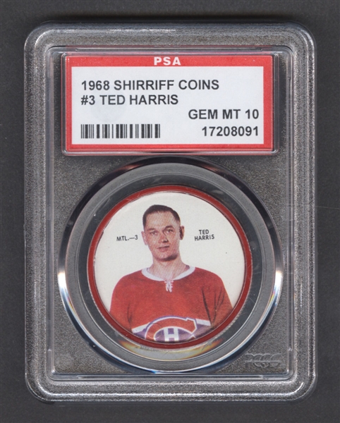 1968-69 Shirriff Hockey Coin #3 Ted Harris - Graded PSA 10 - Pop-1 Highest Graded!