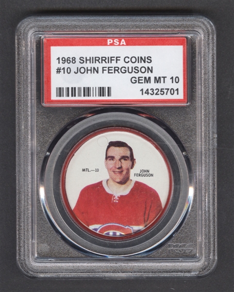 1968-69 Shirriff Hockey Coin #10 John Ferguson - Graded PSA 10 - Pop-3 Highest Graded!