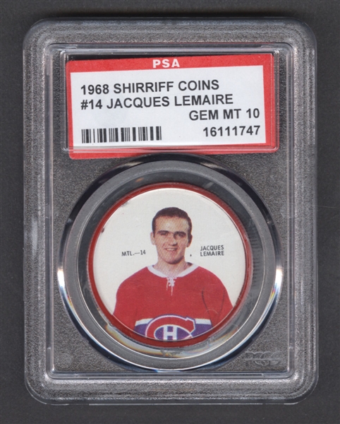 1968-69 Shirriff Hockey Coin #14 Jacques Lemaire - Graded PSA 10 - Pop-2 Highest Graded!