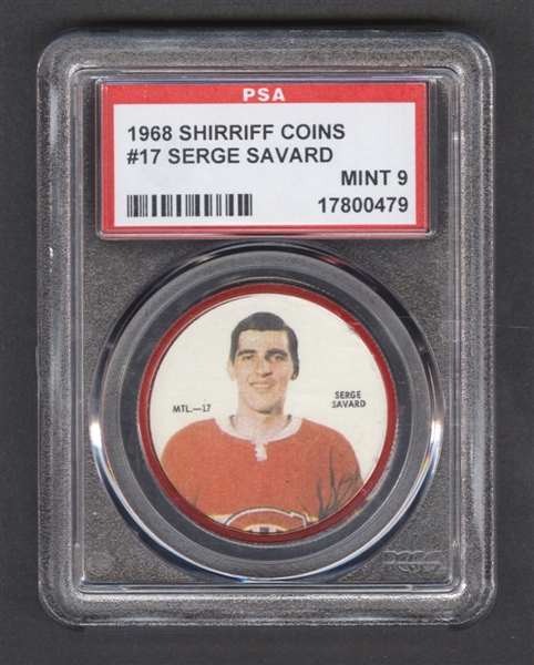 1968-69 Shirriff Hockey Coin #17 Serge Savard SP - Graded PSA 9