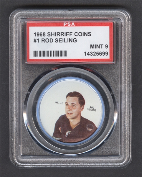 1968-69 Shirriff Hockey Coin #1 Rod Seiling - Graded PSA 9
