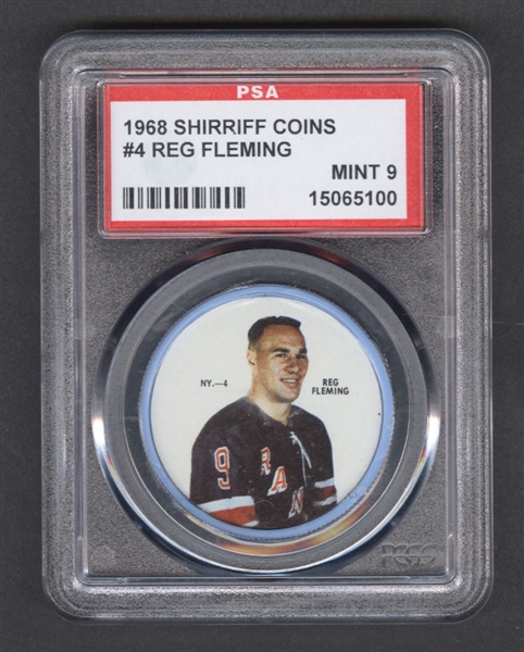 1968-69 Shirriff Hockey Coin #4 Reg Fleming - Graded PSA 9
