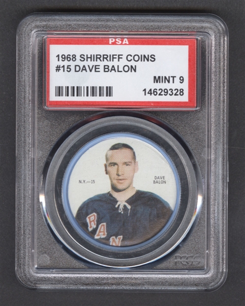 1968-69 Shirriff Hockey Coin #15 Dave Balon SP - Graded PSA 9 - Pop-6 Highest Graded!