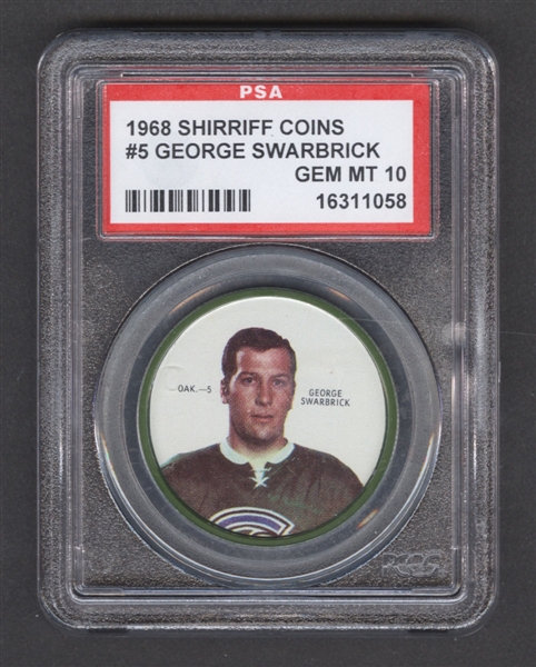 1968-69 Shirriff Hockey Coin #5 George Swarbrick SP - Graded PSA 10 - Pop-4 Highest Graded!