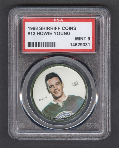 1968-69 Shirriff Hockey Coin #12 Howie Young SP - Graded PSA 9