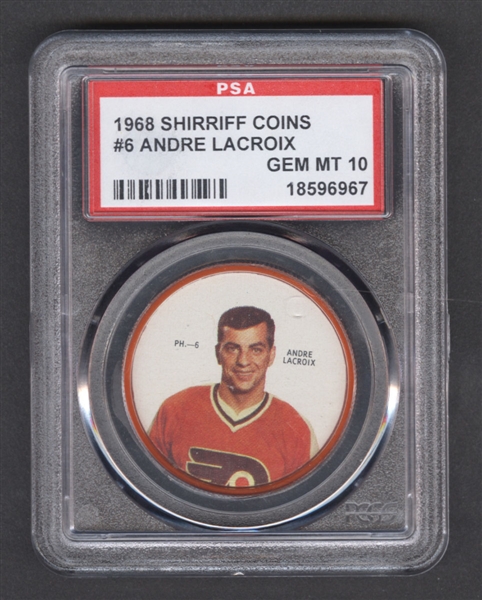 1968-69 Shirriff Hockey Coin #6 Andre Lacroix - Graded PSA 10 - Pop-1 Highest Graded!