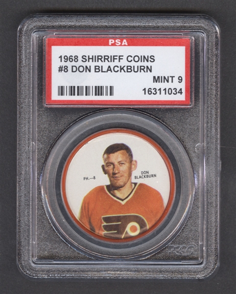 1968-69 Shirriff Hockey Coin #8 Don Blackburn - Graded PSA 9 - Pop-4 Highest Graded!