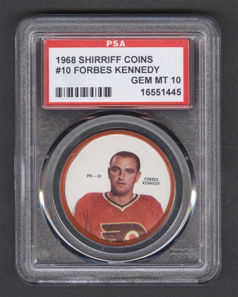 1968-69 Shirriff Hockey Coin #10 Forbes Kennedy - Graded PSA 10 - Pop-2 Highest Graded!