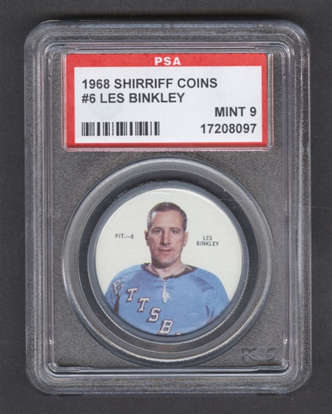 1968-69 Shirriff Hockey Coin #6 Les Binkley - Graded PSA 9