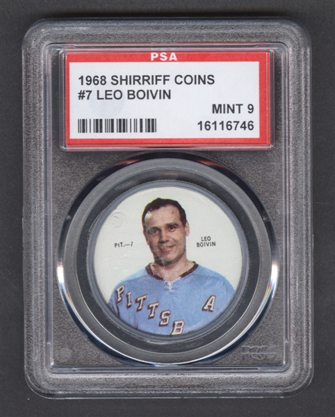 1968-69 Shirriff Hockey Coin #7 Leo Boivin - Graded PSA 9