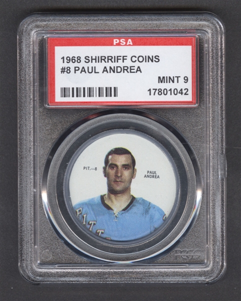 1968-69 Shirriff Hockey Coin #8 Paul Andrea - Graded PSA 9