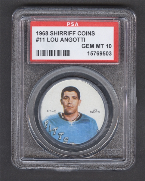 1968-69 Shirriff Hockey Coin #11 Lou Angotti SP - Graded PSA 10 - Pop-2 Highest Graded!