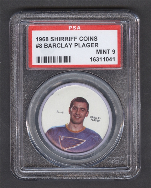1968-69 Shirriff Hockey Coin #8 Barclay Plager - Graded PSA 9