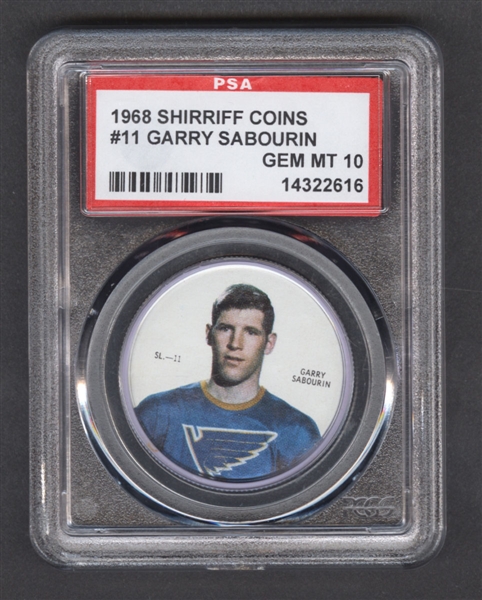 1968-69 Shirriff Hockey Coin #11 Garry Sabourin SP - Graded PSA 10 - Pop-2 Highest Graded!