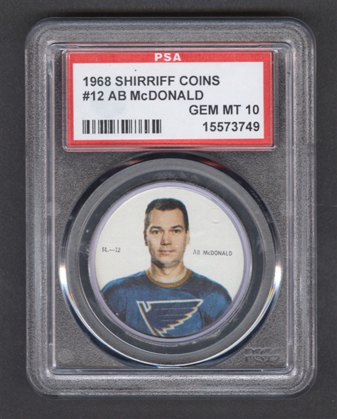 1968-69 Shirriff Hockey Coin #12 Ab McDonald SP - Graded PSA 10 - Pop-2 Highest Graded!
