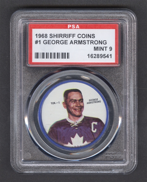 1968-69 Shirriff Hockey Coin #1 George Armstrong - Graded PSA 9