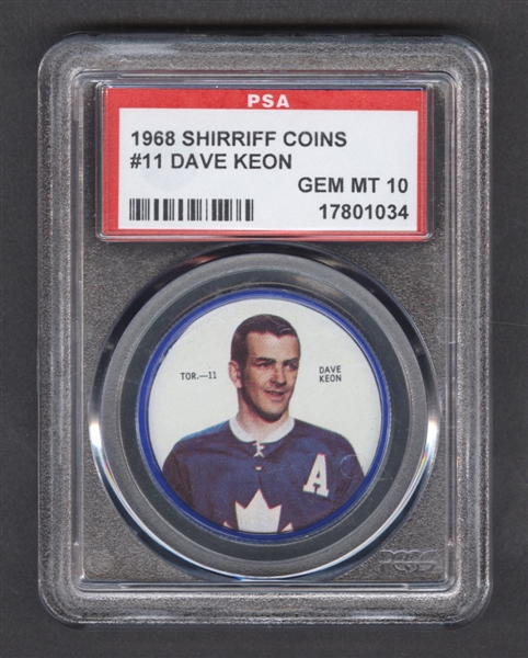 1968-69 Shirriff Hockey Coin #11 Dave Keon - Graded PSA 10 - Pop-1 Highest Graded!