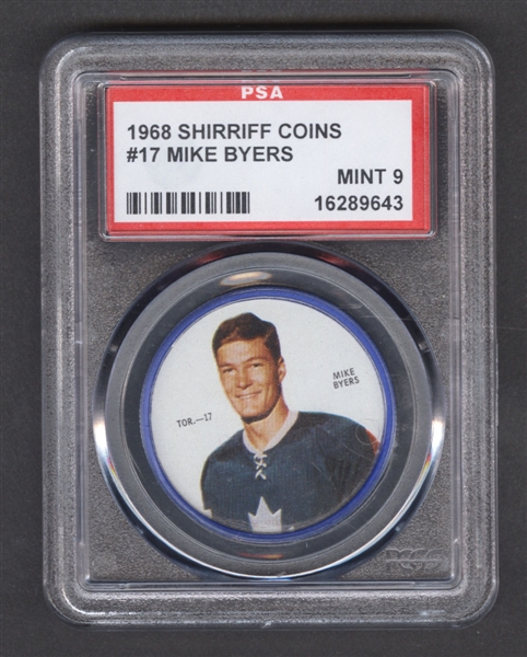 1968-69 Shirriff Hockey Coin #17 Mike Byers SP - Graded PSA 9