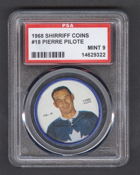 1968-69 Shirriff Hockey Coin #18 Pierre Pilote SP - Graded PSA 9 - Pop-9 Highest Graded!