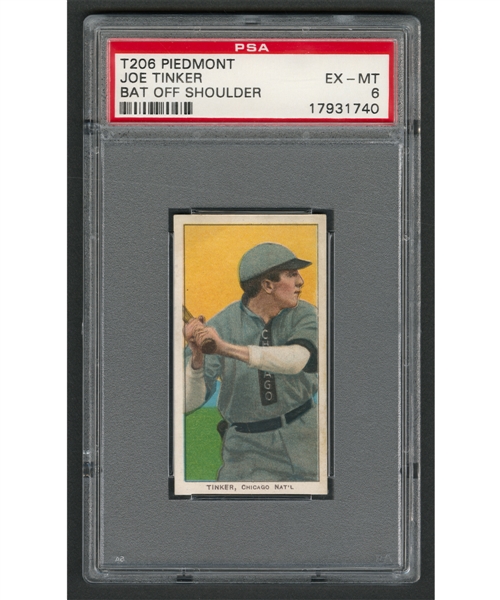 1909-11 T206 Baseball Card - HOFer Joe Tinker (Bat off Shoulder - Piedmont Back 350-460/25) - Graded PSA 6 