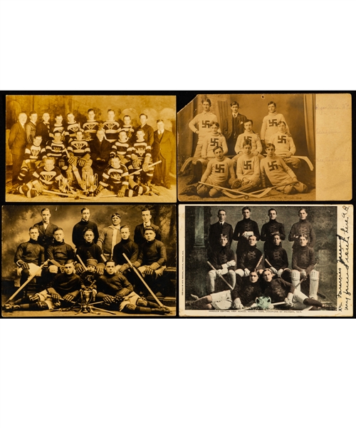 Vintage 1900s to 1930s Hockey Team Postcard Collection of 42 