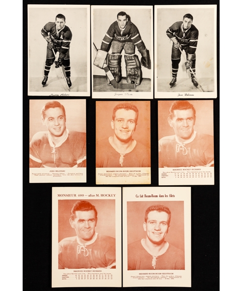 1954-55 Montreal Canadiens Black and White Postcard Collection of 17 Plus Circa 1954 Canadiens Postcards (5) including The Rocket, Beliveau and Geoffrion 