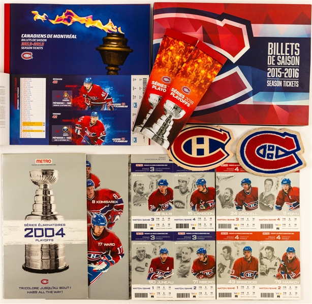 Montreal Canadiens Vintage and Modern Memorabilia Collection Including Postcard Sets, Tickets and Assorted Pieces