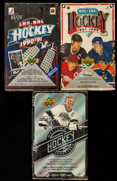 1990-91 to 1992-93 Upper Deck Hockey Wax Boxes (15)