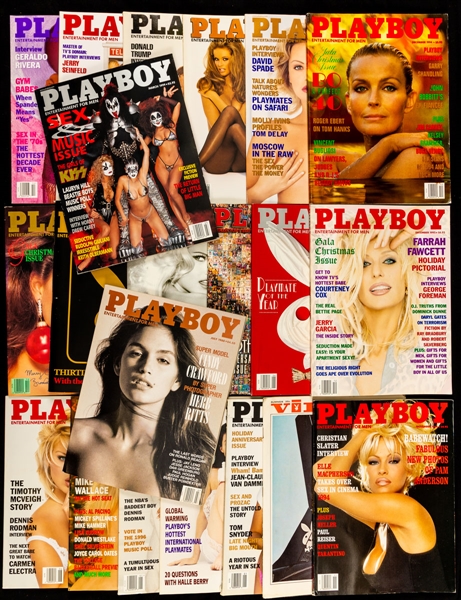 Vintage 1980s/1990s Playboy Magazine and Other Adult Publications Collection of 140+ including Covers Featuring Cindy Crawford, Pamela Anderson, Bo Derek, Charlize Theron and Others