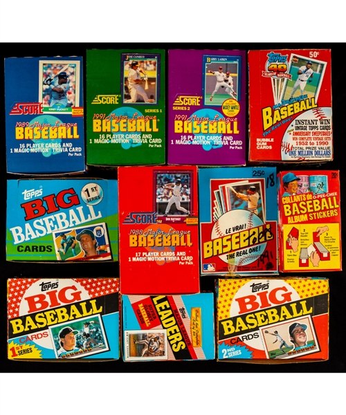 1982 to 1991 O-Pee-Chee, Topps and Score Baseball Wax Boxes / Sticker Boxes (28)