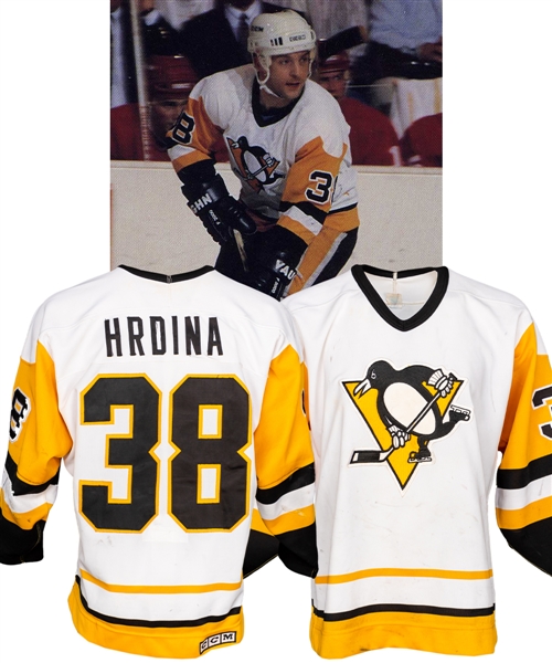 Jiri Hrdinas 1990-91 Pittsburgh Penguins Game-Worn Jersey - Team Repairs!