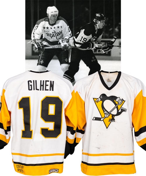 Randy Gilhens 1989-90 Pittsburgh Penguins Game-Worn Jersey - Nice Game Wear!