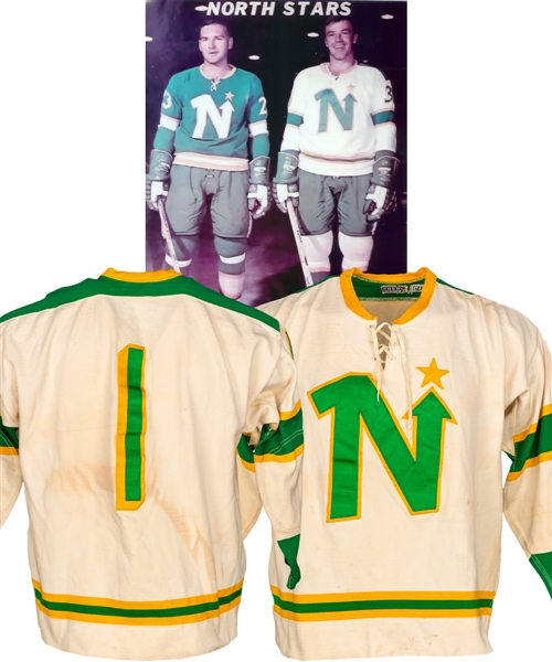 Minnesota North Stars 1967-68 Inaugural Season #1 Pre-Season Game-Worn Jersey Attributed to Gary Bauman/Carl Wetzel - First North Stars Jerseys!