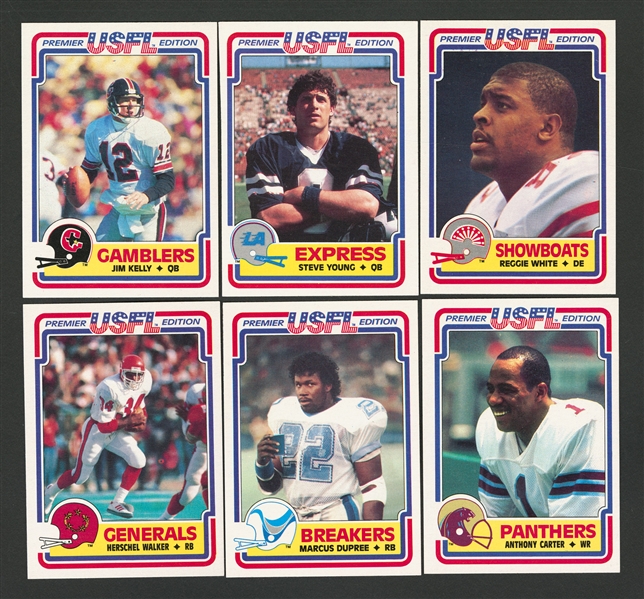 1984 Topps Football USFL Complete Set in Box with XRCs of Steve Young, Jim Kelly, Reggie White and Herschel Walker