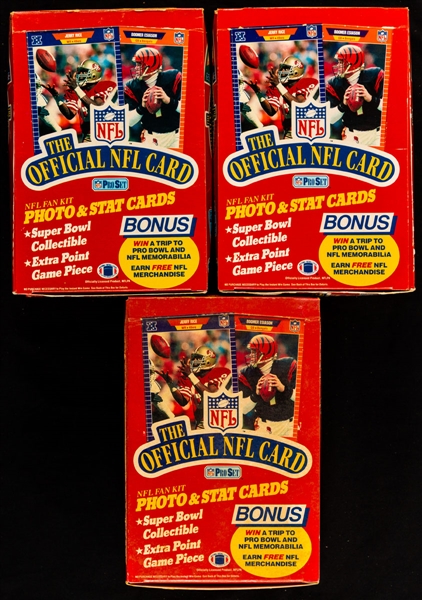1989 and 1991 Pro Set Football Wax Boxes (12) - Troy Aikman, Barry Sanders and Deion Sanders Rookie Cards Year