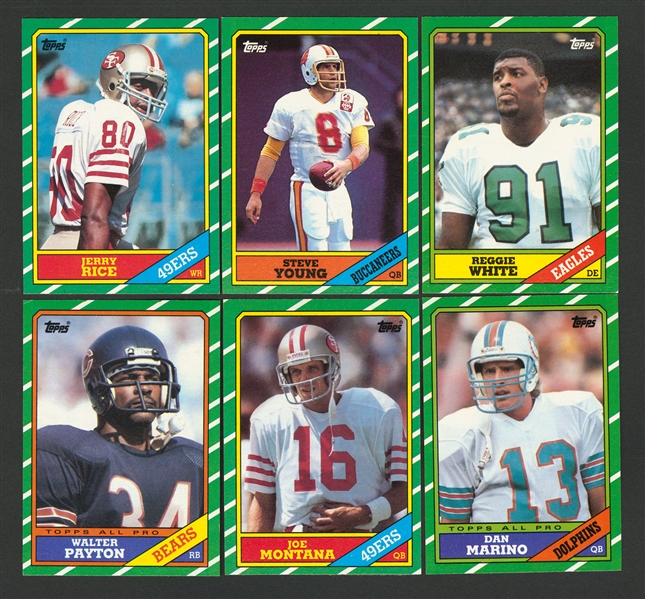 1986 Topps Football Complete 396-Card Set with Jerry Rice, Steve Young and Reggie White Rookie Cards 
