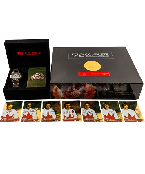 1972 Canada-Russia Series Memorabilia Collection Including Multi-Signed Pieces, Limited-Edition Watch #27/500 with 19 Signed Card Set from Frank Mahovlichs Personal Collection with Family LOA