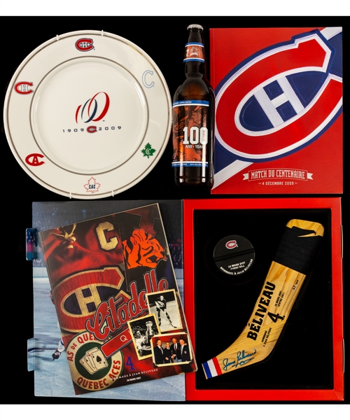 Montreal Canadiens 2009 Centennial Gala Dinner Plate & Centennial Game Program Plus Jean Beliveau 2007 Tribute Night Collection from Frank Mahovlichs Personal Collection with Family LOA