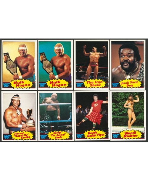 1985 Topps WWF Wrestling Series 1 Near Complete Card Set (61/66) Including Hulk Hogan Rookie Card & Rookie Sticker Card + 92 Extras and 14 Additional Stickers