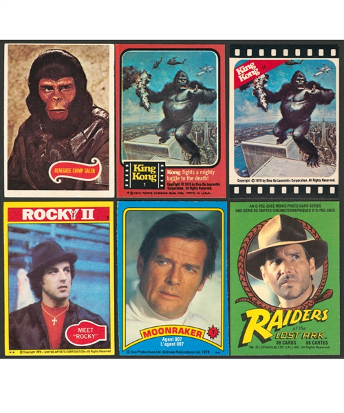 1975 Planets of the Apes, 1976 Topps King Kong, 1979 Topps Rocky II, 1979 O-Pee-Chee Moonraker and 1981 OPC Raiders of the Lost Ark Non-Sport Card Sets/Near Sets/Extras - Includes Packs